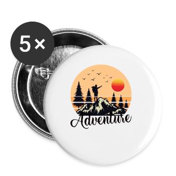 Bergsteigen Bergsteiger Wandern Wanderer - Buttons groß 56 mm (5er Pack) - Weiß - Vorne