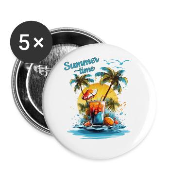 Summer Time Cocktail Beach Retreat - Buttons large 2.2''/56 mm (5-pack) - white - Front