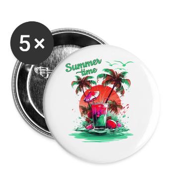 Summer Time Cocktail Beach Retreat - Buttons large 2.2''/56 mm (5-pack) - white - Front