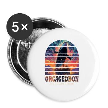 Join the Orca Uprising - Orcageddon: Whale - Buttons groß 56 mm (5er Pack) - Weiß - Vorne