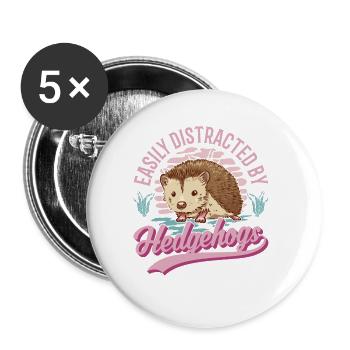 Hedgehog Lovers - Buttons large 2.2''/56 mm (5-pack) - white - Front