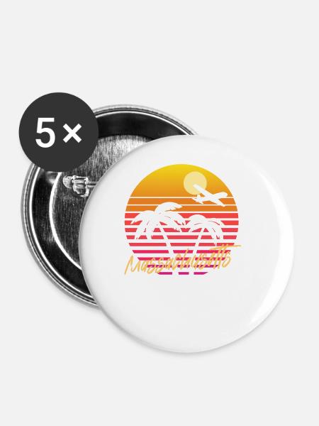 Massachusetts - Buttons groß 56 mm (5er Pack) - Weiß