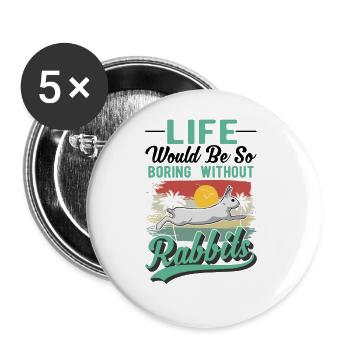 Kaninchen Geschenk Häschen Hase Kaninchen - Buttons groß 56 mm (5er Pack) - Weiß - Vorne