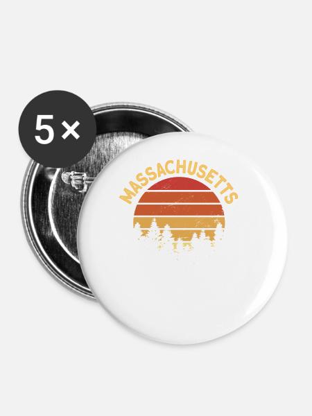 Massachusetts - Buttons groß 56 mm (5er Pack) - Weiß