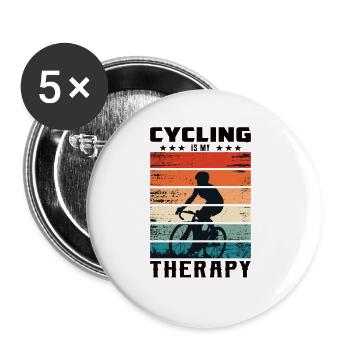 Cycling Is My Therapy - Buttons groß 56 mm (5er Pack) - Weiß - Vorne