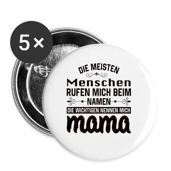 Mama Mutter Muttertag Mutter Geburtstag - Buttons groß 56 mm (5er Pack) - Weiß - Vorne