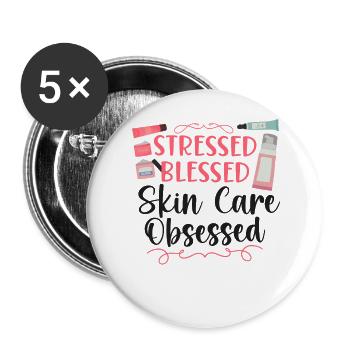 Cute Licensed Esthetician Skincare - Buttons large 2.2''/56 mm (5-pack) - white - Front