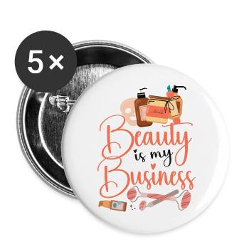 Soins de la peau d’esthéticienne agréée mignonne - Lot de 5 grands badges (56 mm) - blanc - Devant