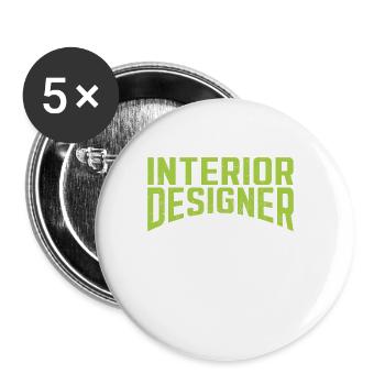 Designer d’intérieur Cadeau Designer de décoration d’intérieur - Lot de 5 grands badges (56 mm) - blanc - Devant