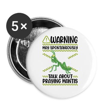 Gottesanbeterin Mantis Fangschrecke - Buttons groß 56 mm (5er Pack) - Weiß - Vorne