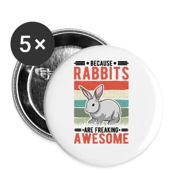 Kaninchen Geschenk Häschen Hase Kaninchen - Buttons groß 56 mm (5er Pack) - Weiß - Vorne