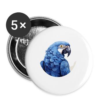 Ara hyacinthe - Lot de 5 grands badges (56 mm) - blanc - Devant