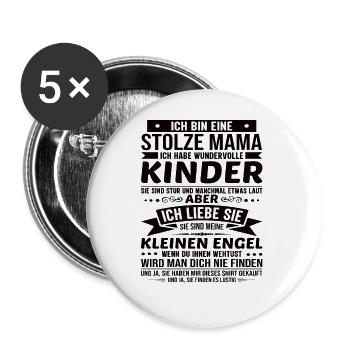 Mama Stolze Mama Mutter Geburtstag Muttertag - Buttons groß 56 mm (5er Pack) - Weiß - Vorne