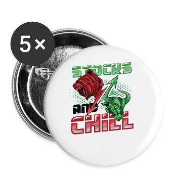 Actions et refroidir, acheter - Lot de 5 grands badges (56 mm) - blanc - Devant