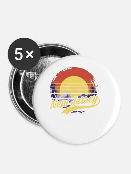 New Jersey - Buttons groß 56 mm (5er Pack) - Weiß