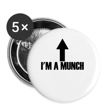 Ich bin ein Munch -Pfeil, der lustig erwachsenen H - Buttons groß 56 mm (5er Pack) - Weiß - Vorne