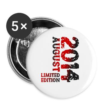 2014 August Limited Edition 9. Geburtstag Outfit - Buttons groß 56 mm (5er Pack) - Weiß - Vorne