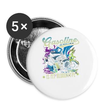 L’essence Hot Rod est mon groupe sanguin, rat de voiture musculaire - Lot de 5 grands badges (56 mm) - blanc - Devant