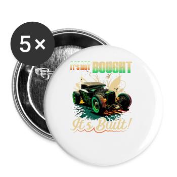 Hot Rod, ce n’est pas acheté son rat construit et muscle car - Lot de 5 grands badges (56 mm) - blanc - Devant