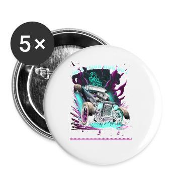 Hot Rod Sortez votre tige, Muscle Car Rat Rod - Lot de 5 grands badges (56 mm) - blanc - Devant