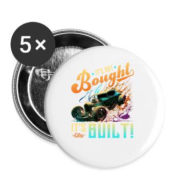 Hot Rod, ce n’est pas acheté son rat construit et muscle car - Lot de 5 grands badges (56 mm) - blanc - Devant