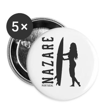 Nazare Surfer Girl Portugal - Buttons large 2.2''/56 mm (5-pack) - white - Front