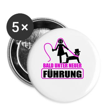 Junggesellenabschied Poltern Polterabend JGA - Buttons groß 56 mm (5er Pack) - Weiß - Vorne
