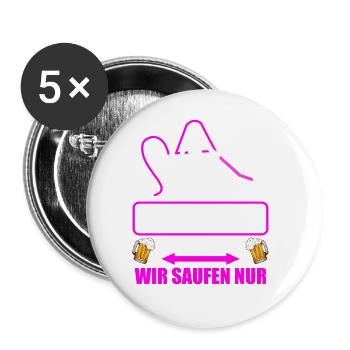 Junggesellenabschied Poltern Polterabend JGA - Buttons groß 56 mm (5er Pack) - Weiß - Vorne