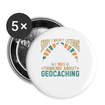 Geocaching Geschenk Geocacher Geocache - Buttons groß 56 mm (5er Pack) - Weiß - Vorne