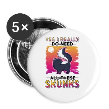 Cadeau Skunk - Lot de 5 grands badges (56 mm) - blanc - Devant