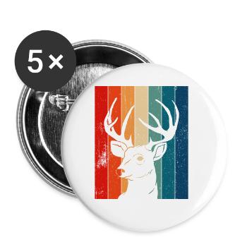 Retro Taxidermist Deer - Buttons large 2.2''/56 mm (5-pack) - white - Front