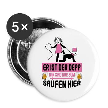 Junggesellenabschied Poltern Polterabend JGA - Buttons groß 56 mm (5er Pack) - Weiß - Vorne