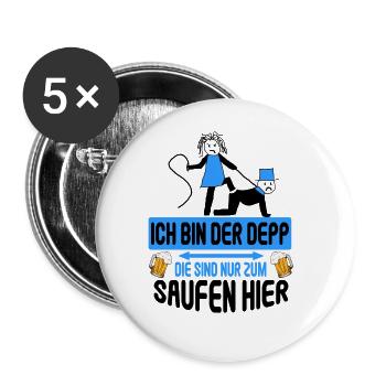 Junggesellenabschied Poltern Polterabend JGA - Buttons groß 56 mm (5er Pack) - Weiß - Vorne
