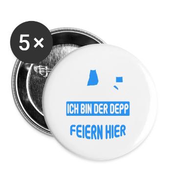 Junggesellenabschied Poltern Polterabend JGA - Buttons groß 56 mm (5er Pack) - Weiß - Vorne