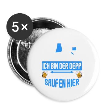 Junggesellenabschied Poltern Polterabend JGA - Buttons groß 56 mm (5er Pack) - Weiß - Vorne