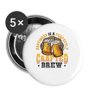 Brassage de la bière et bonheur du maître brasseur Dans la perfection - Lot de 5 grands badges (56 mm) - blanc - Devant