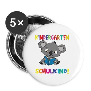 Tschüss Kindergarten Ich Bin Jetzt Ein Schulkind! - Buttons groß 56 mm (5er Pack) - Weiß - Vorne