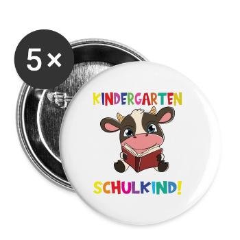 Tschüss Kindergarten Ich Bin Jetzt Ein Schulkind! - Buttons groß 56 mm (5er Pack) - Weiß - Vorne