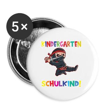 Tschüss Kindergarten Ich Bin Jetzt Ein Schulkind! - Buttons groß 56 mm (5er Pack) - Weiß - Vorne