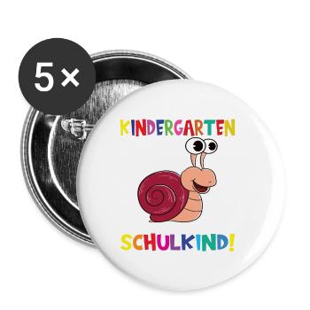 Tschüss Kindergarten Ich Bin Jetzt Ein Schulkind! - Buttons groß 56 mm (5er Pack) - Weiß - Vorne