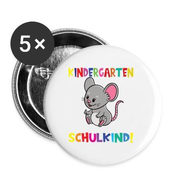 Tschüss Kindergarten Ich Bin Jetzt Ein Schulkind! - Buttons groß 56 mm (5er Pack) - Weiß - Vorne