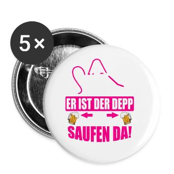 Junggesellenabschied Poltern Polterabend JGA - Buttons groß 56 mm (5er Pack) - Weiß - Vorne