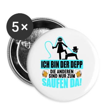 Junggesellenabschied Poltern Polterabend JGA - Buttons groß 56 mm (5er Pack) - Weiß - Vorne