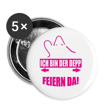 Junggesellenabschied Poltern Polterabend JGA - Buttons groß 56 mm (5er Pack) - Weiß - Vorne