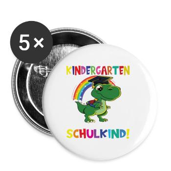 Tschüss Kindergarten Ich Bin Jetzt Ein Schulkind! - Buttons groß 56 mm (5er Pack) - Weiß - Vorne