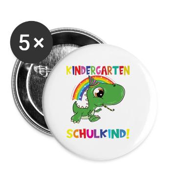 Tschüss Kindergarten Ich Bin Jetzt Ein Schulkind! - Buttons groß 56 mm (5er Pack) - Weiß - Vorne