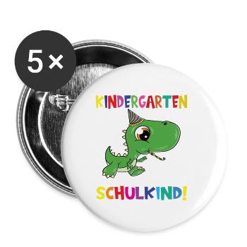 Tschüss Kindergarten Ich Bin Jetzt Ein Schulkind! - Buttons groß 56 mm (5er Pack) - Weiß - Vorne