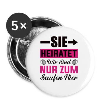 Junggesellenabschied Frau - Buttons groß 56 mm (5er Pack) - Weiß - Vorne