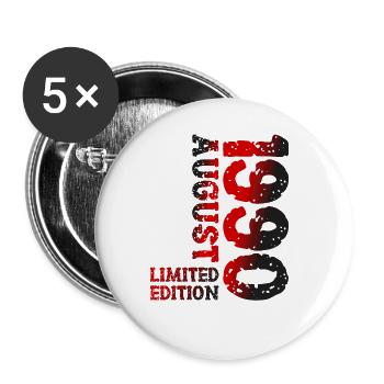 1990 August Limited Edition 33. Geburtstag Outfit - Buttons groß 56 mm (5er Pack) - Weiß - Vorne