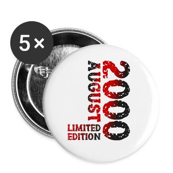 2000 August Limited Edition 23. Geburtstag Outfit - Buttons groß 56 mm (5er Pack) - Weiß - Vorne